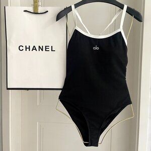 Women's ALO Yoga Black Halter One Piece Swimsuit Sz S